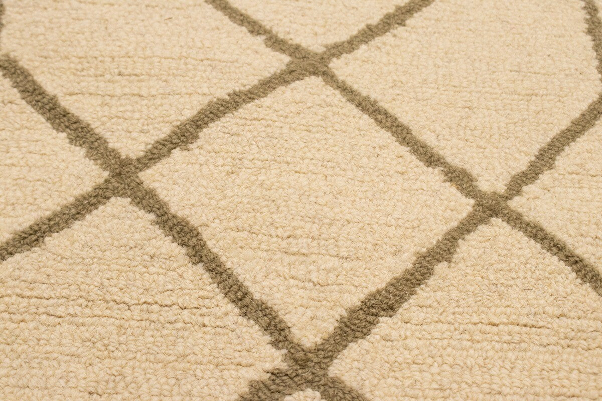 Cream Geometric Design Hand-Tufted Modern Wool