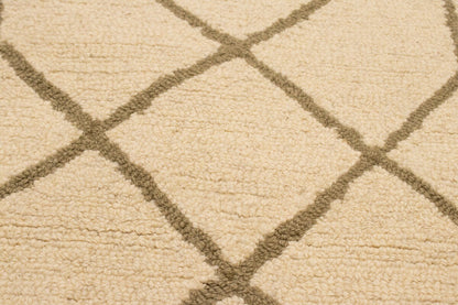 Cream Geometric Design Hand-Tufted Modern Wool