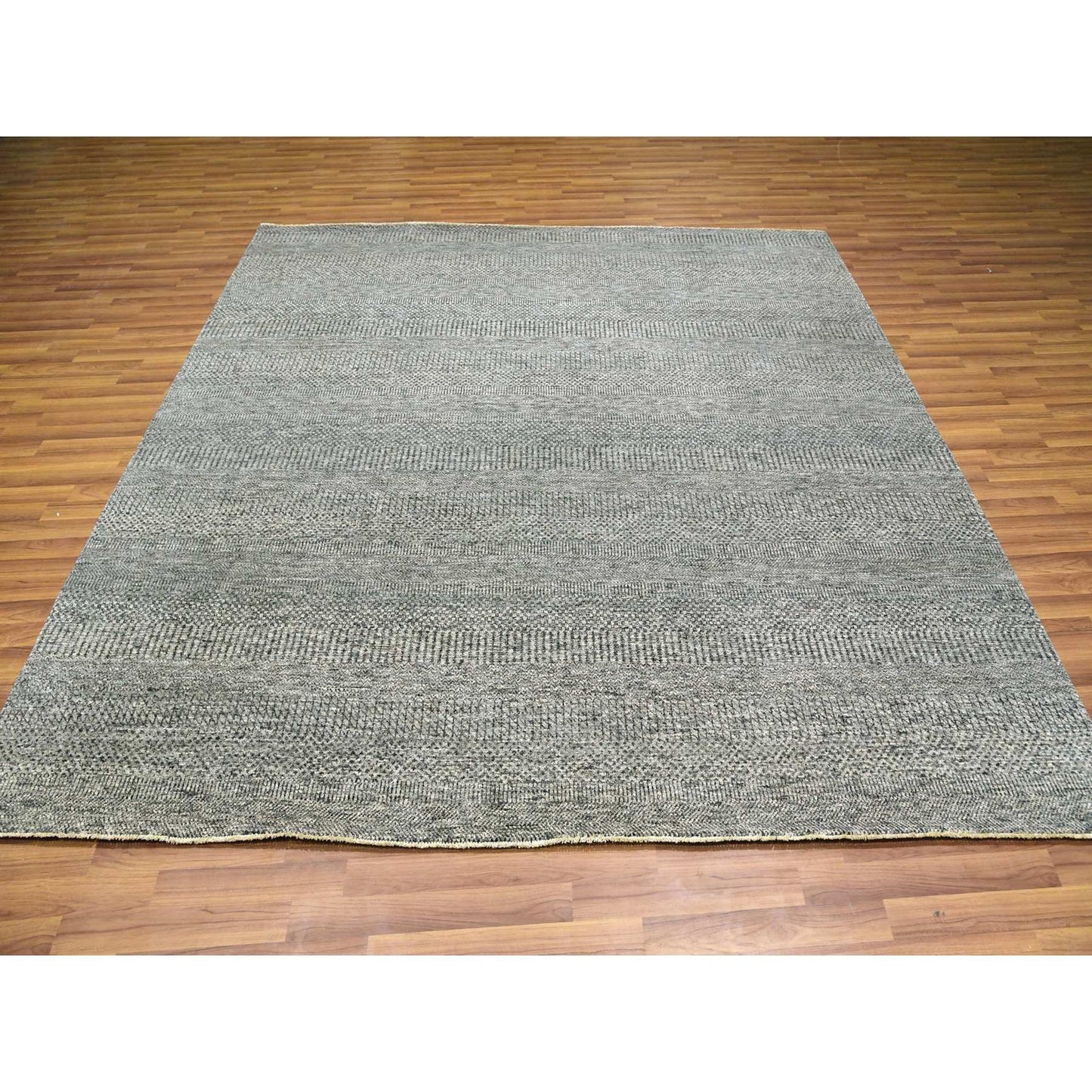 8'X8' Glacier Gray Modern Grass Hand Knotted Wool Square Oriental Rug