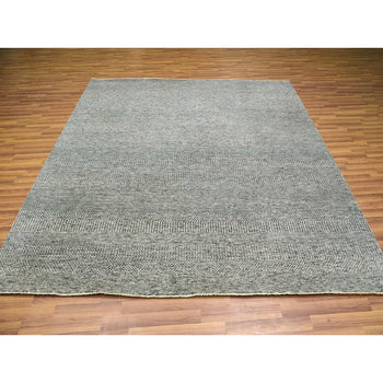 8'X8' Glacier Gray Modern Grass Hand Knotted Wool Square Oriental Rug