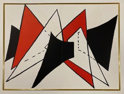 Alexander Calder DERRIERE LE MIROIR Lithograph 1963 blue gold leaf Framed