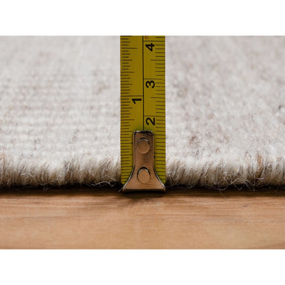 9'2"X12'2" Beaver Brown Flat Weave With Textured Grass Design Wool Rug
