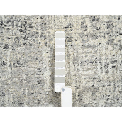 7'10"X7'10" Light Gray Wool Hand Knotted Modern Design Round Rug
