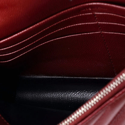 Saint Laurent Classic Monogram Wallet On Chain Matelasse Chevron Leather Small