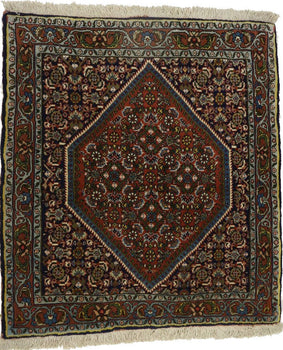 250 Kpsi Navy Orange Floral Square Rug Small