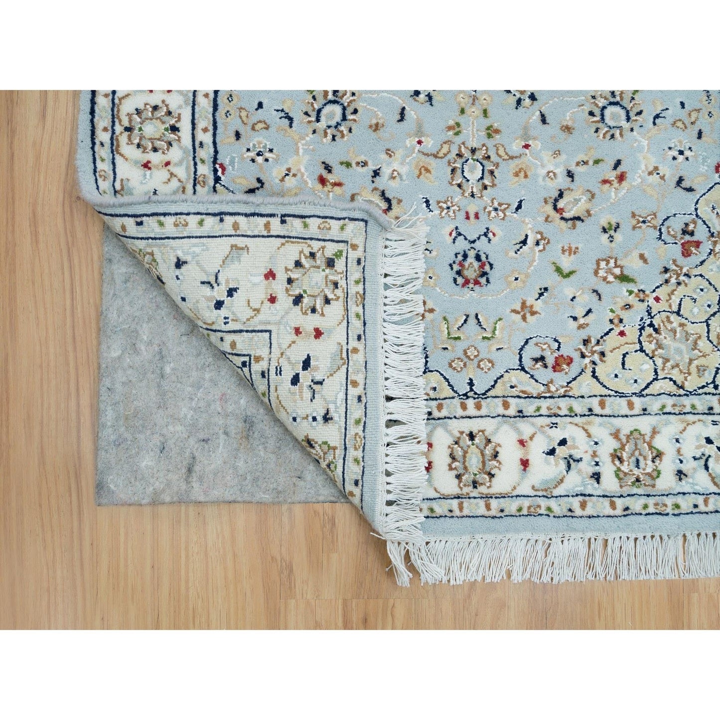 2'9"X14' Beau Blue Nain Design 250 Kpsi Wool Hand Knotted Xl Runner Rug