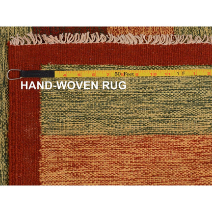 4'9"X8' Colorful Afghan Reversible Kilim Pure Wool Hand Woven Striped Rug