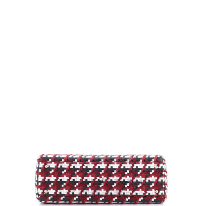 Christian Dior Lady Dior Bag Woven Leather With Tweed Large