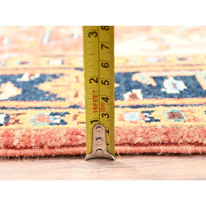 3'X5' Orange Soft Wool Rug Peshawar With Seeripe Heris Design Hand Knotted