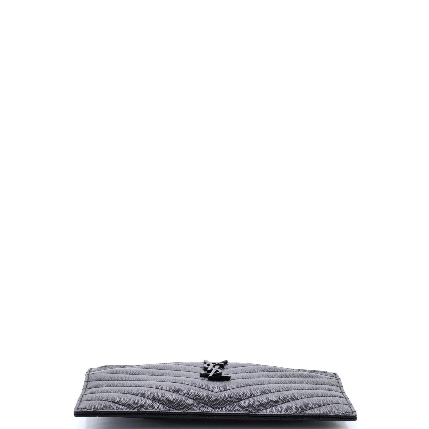 Saint Laurent Classic Monogram Zip Bill Pouch Matelasse Chevron Leather Medium