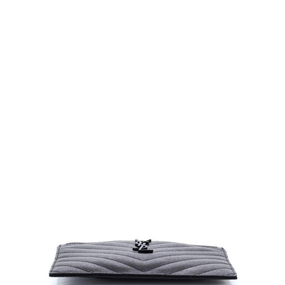 Saint Laurent Classic Monogram Zip Bill Pouch Matelasse Chevron Leather Medium