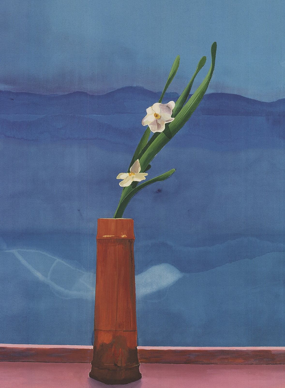 David Hockney Mount Fuji And Flowers " Poster Pop Art Blue Red Fl