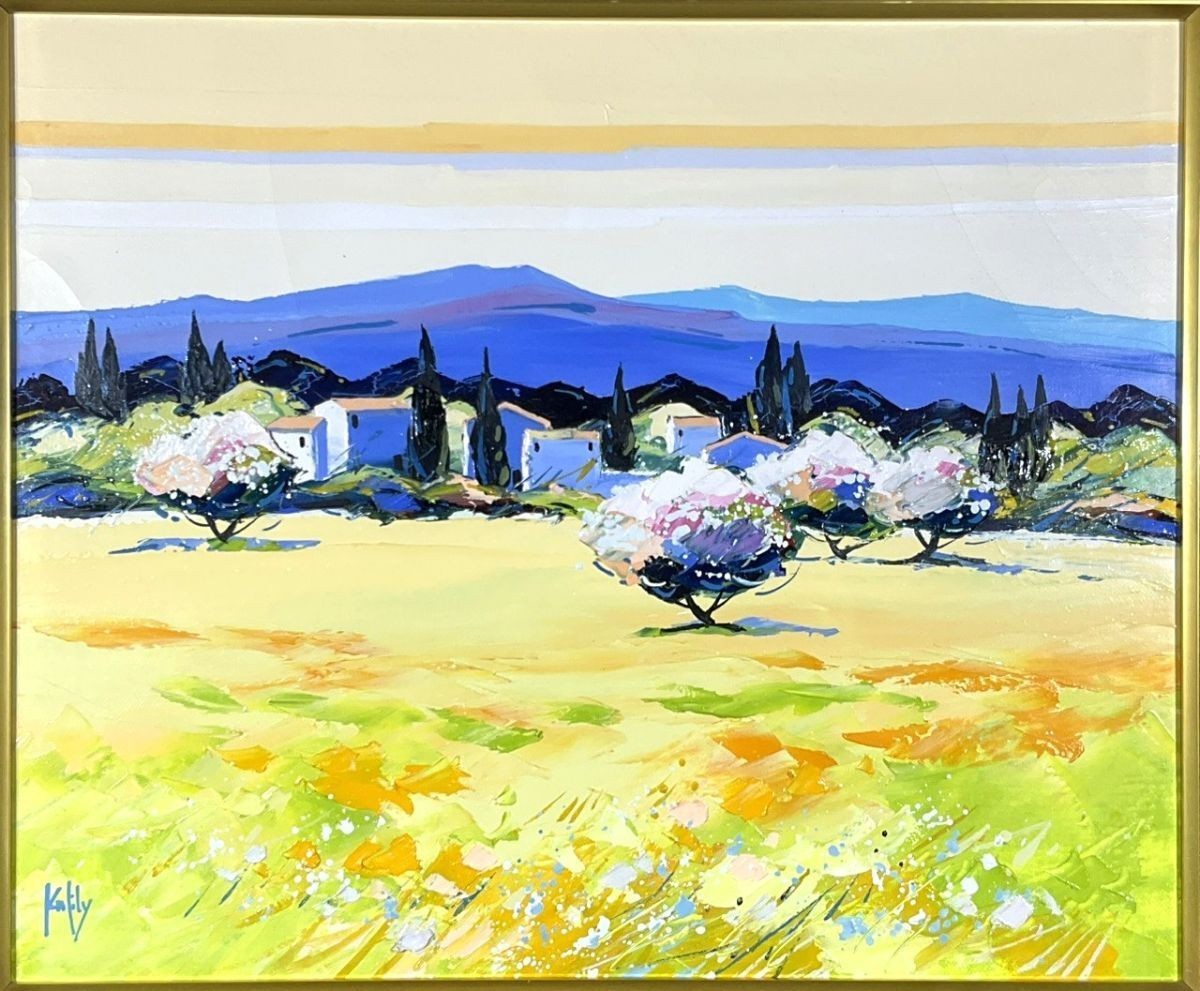 Signed Original Oil Painting France 2005 by Kerfily Les Amandiers