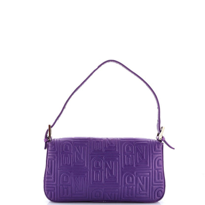 Small Fendi Baguette Bag Logo Embossed Leather