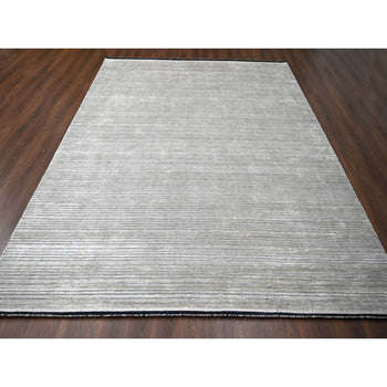 10'X14' Taupe Modern Textured Design Wool & Silk Hand Loomed Oriental Rug