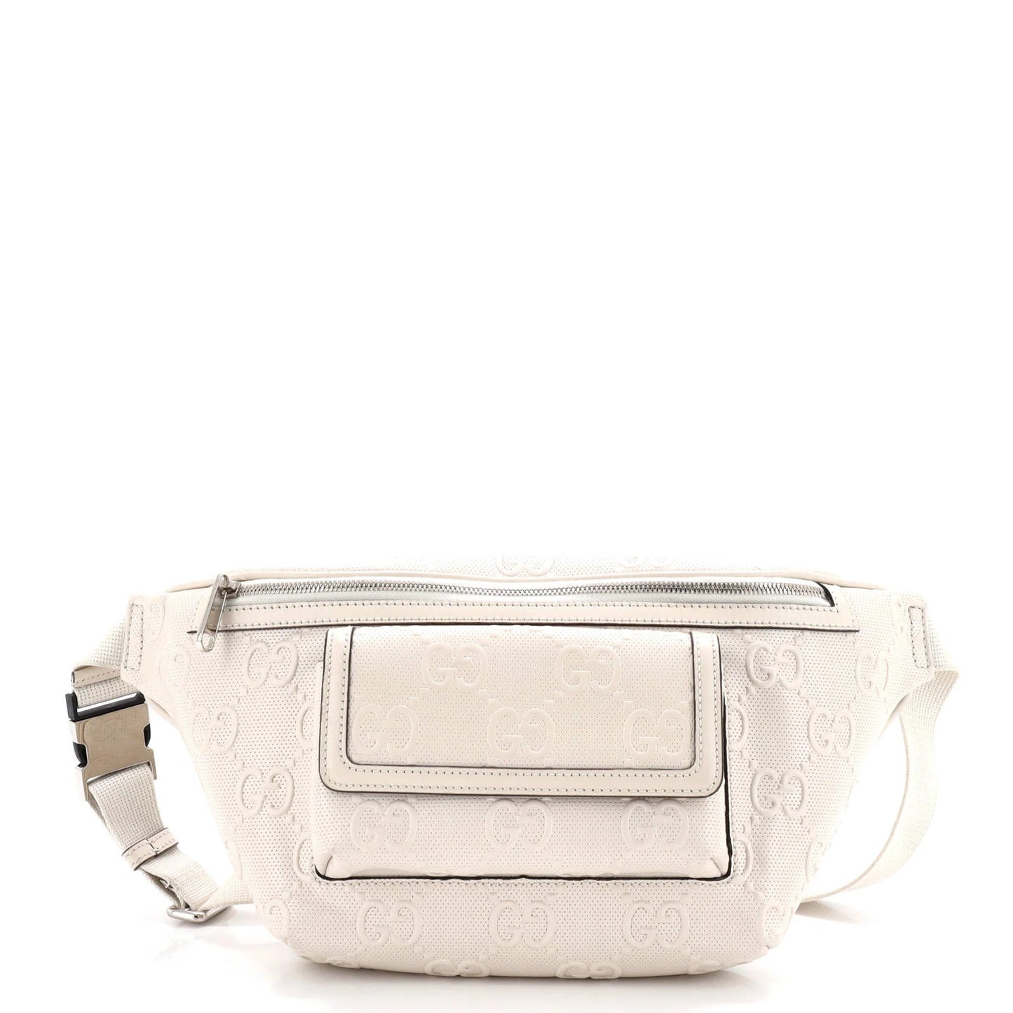 Gucci Front Pocket Belt Bag Gg Embossed Perforated Leather