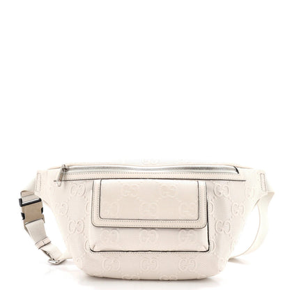 Gucci Front Pocket Belt Bag Gg Embossed Perforated Leather
