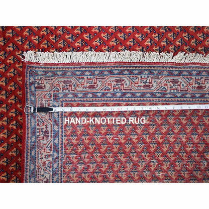 4'6"X10'9" Vintage Serrated Runner Repetitive Design Wool Hand Made Rug