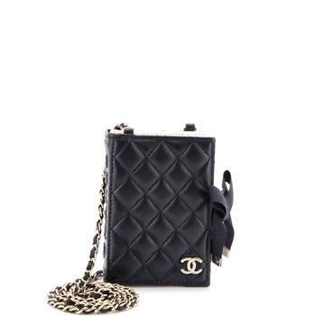 Lambskin Chanel CC Book Card Holder with Chain Quilted