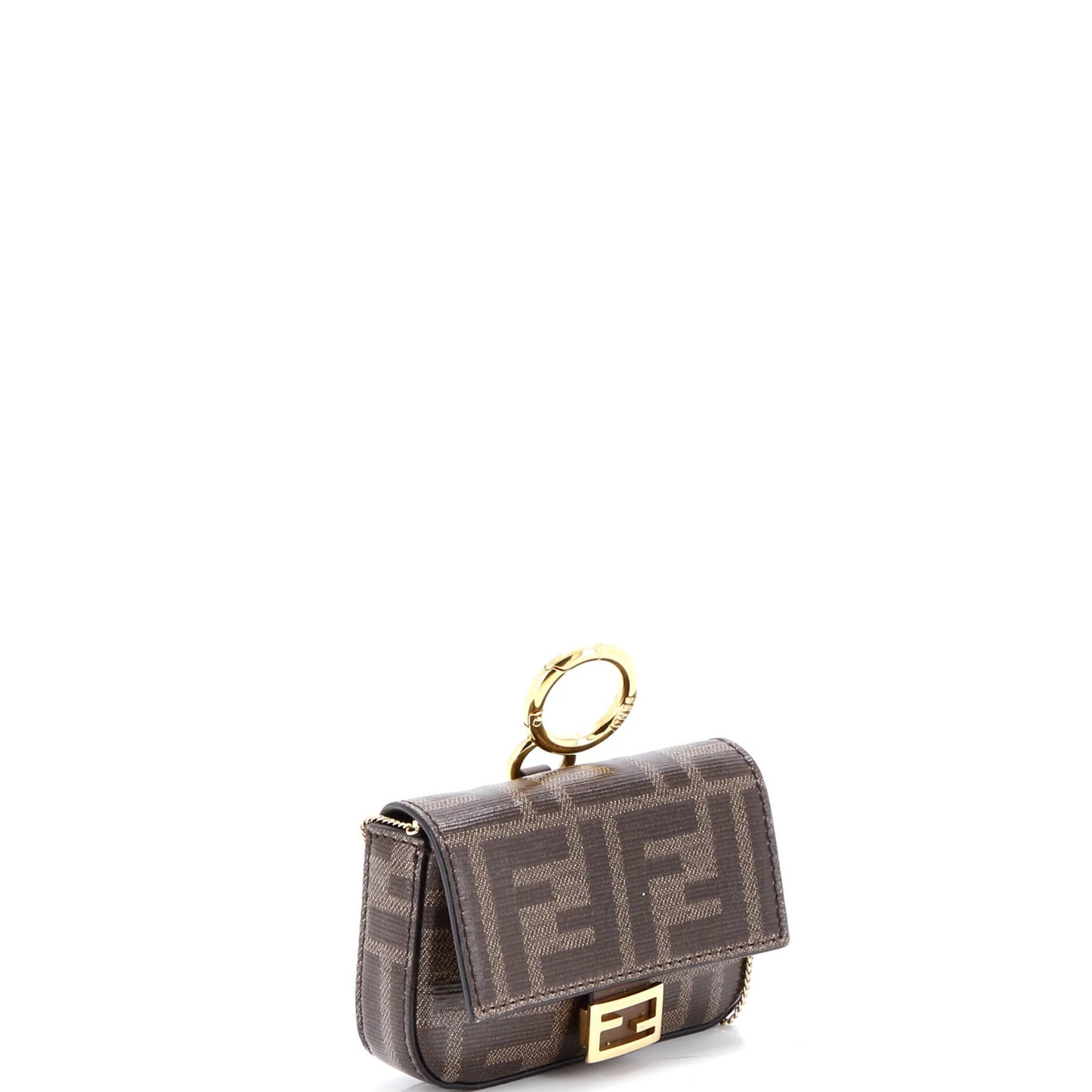 Fendi Chain Baguette Charm Bag Zucca Coated Canvas Nano