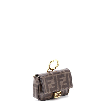 Fendi Chain Baguette Charm Bag Zucca Coated Canvas Nano