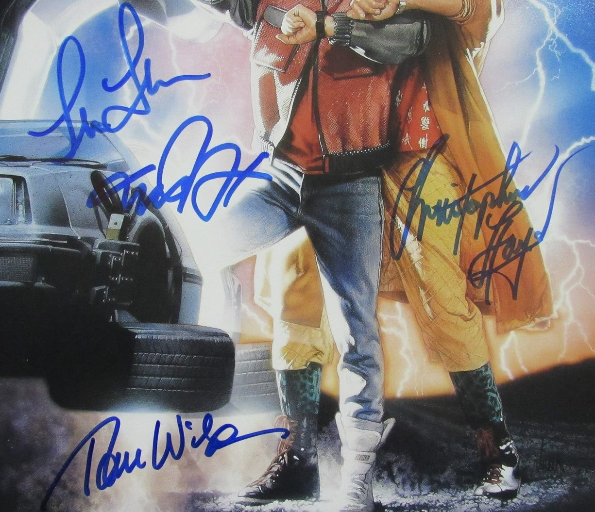 Michael J Fox/Lloyd/Thompson/Wilson (4)Signed 11X17 Photo Back To Future Jsa 099
