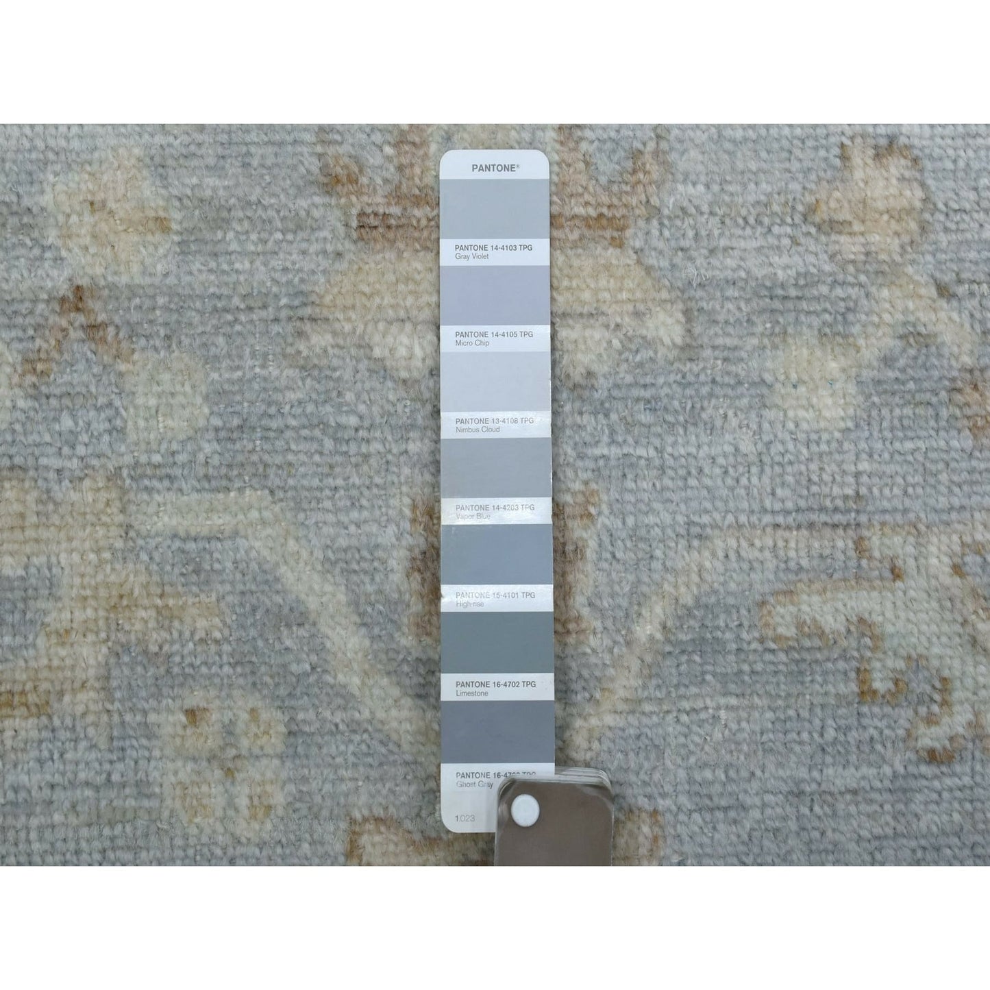 3'X13'7" Gray Afghan Angora Ushak Pure Wool Hand Knotted Runner Rug