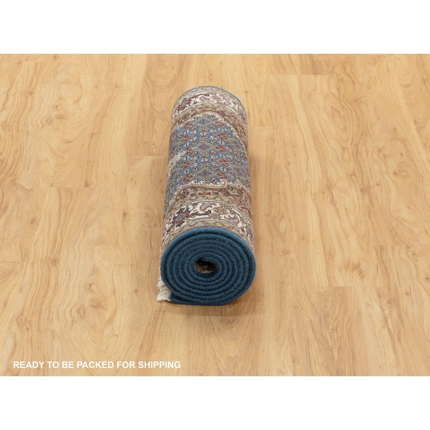 2'7"X8'7" Blue Fish Design Tebraz Mahi Wool And Silk Oriental Runner Rug