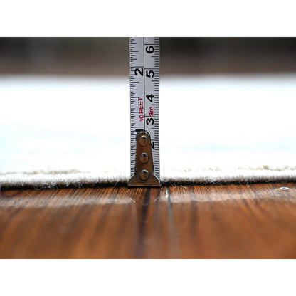 2'7"X8'2" Nebulous White Hand Knotted Washed Out Peshawar Wool Runner Rug