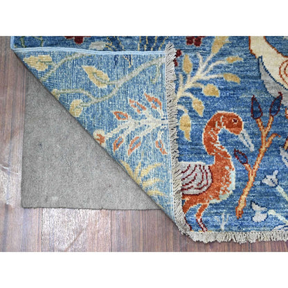 5'X6'4" Steel Blue Afghan Peshawar Hand Knotted Organic Wool Rug