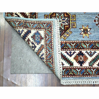 5'X6'8" Blue Ghazni Wool Hand Knotted Afghan Super Kazak Rug