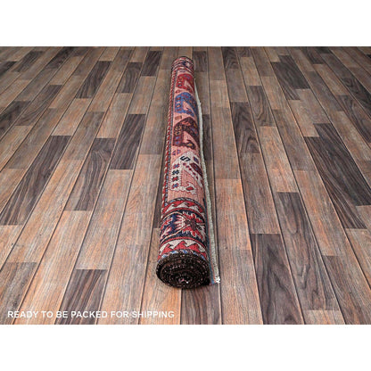 5'1"X7'3" Peach Color Caucasian Design Revival Soft Wool Hand Knotted Rug