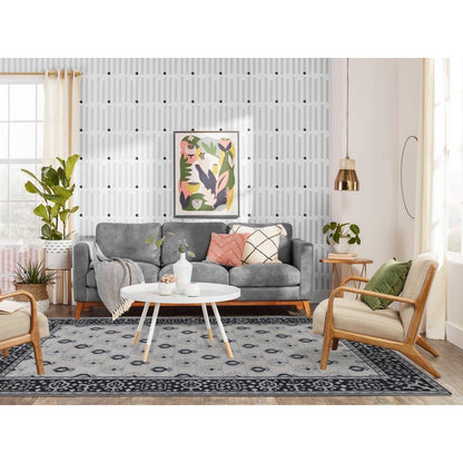 6'X9' Cream Color Small Intricate Repetitive Design Wool Hand Knotted Rug