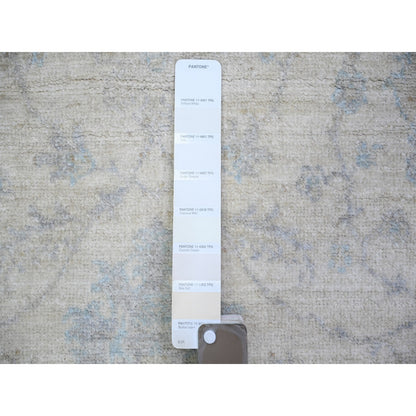 3'X4'9" Ivory, Organic Wool Hand Knotted, White Wash Peshawar, Rug