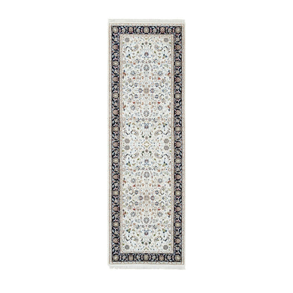 2'7"X8'2" Ivory Hand Knotted Nain 250 Kpsi Wool Runner Rug