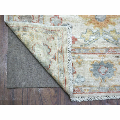 3'X11'8" Ivory Hand Knotted Afghan Angora Oushak Soft Wool Runner Rug