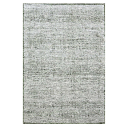 9'9"X13'10" White With Green Oxidized Grass Design Hand Knotted Wool Rug