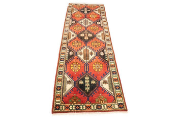 Handmade Vintage Rusty Red Oriental Runner Rug