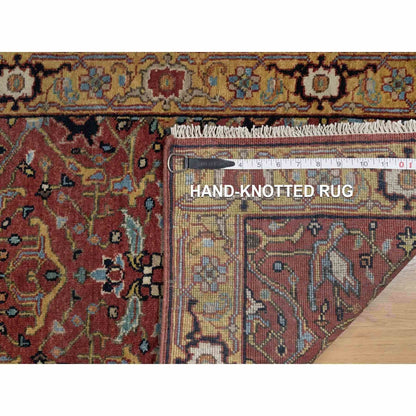 2'1"X3'3" Red Hand Knotted Antiqued Fine Heris Re-Creation Wool Mat Rug
