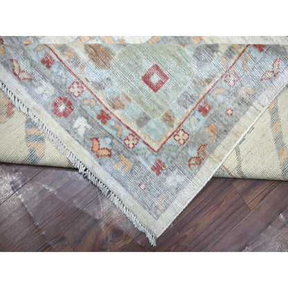 11'9"X15'9" Ivory Afghan Angora Oushak Hand Knotted Wool Oversized Rug