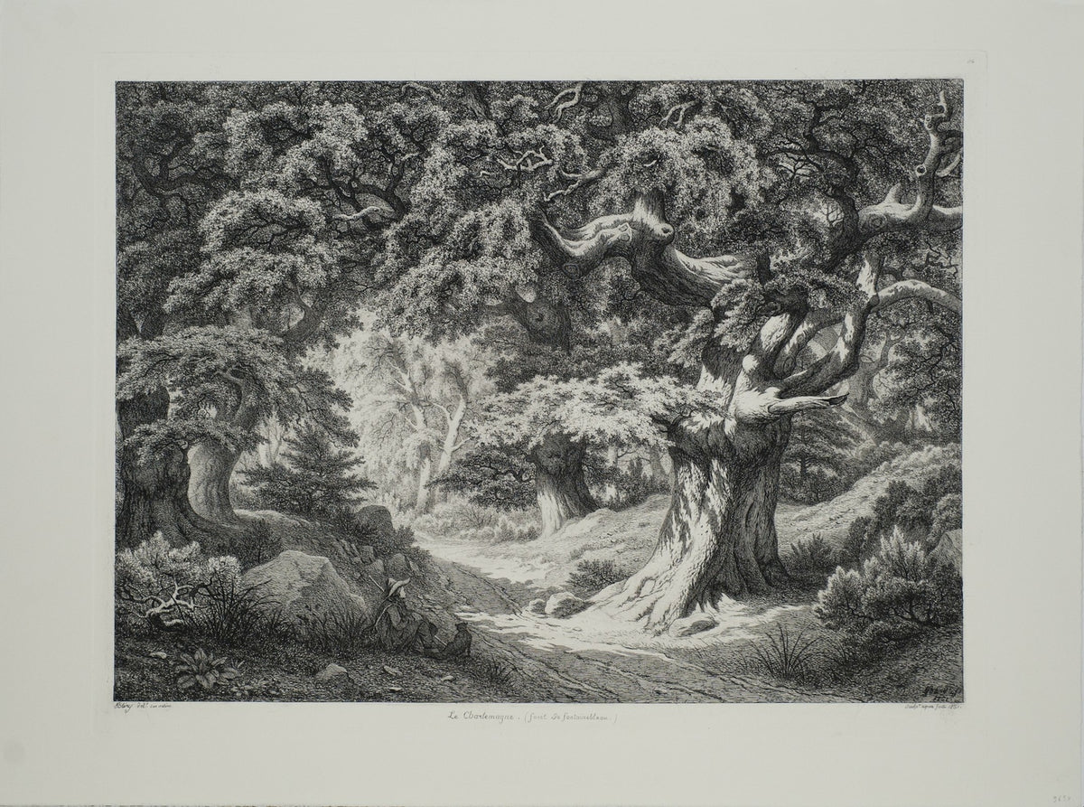 EUGENE BLERY Le Charlemagne Etching 22.25" x 29.75" Foret de Fontainblue 1991