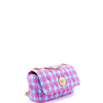 Versace Medusa Icon Chain Flap Bag Quilted Tweed East West