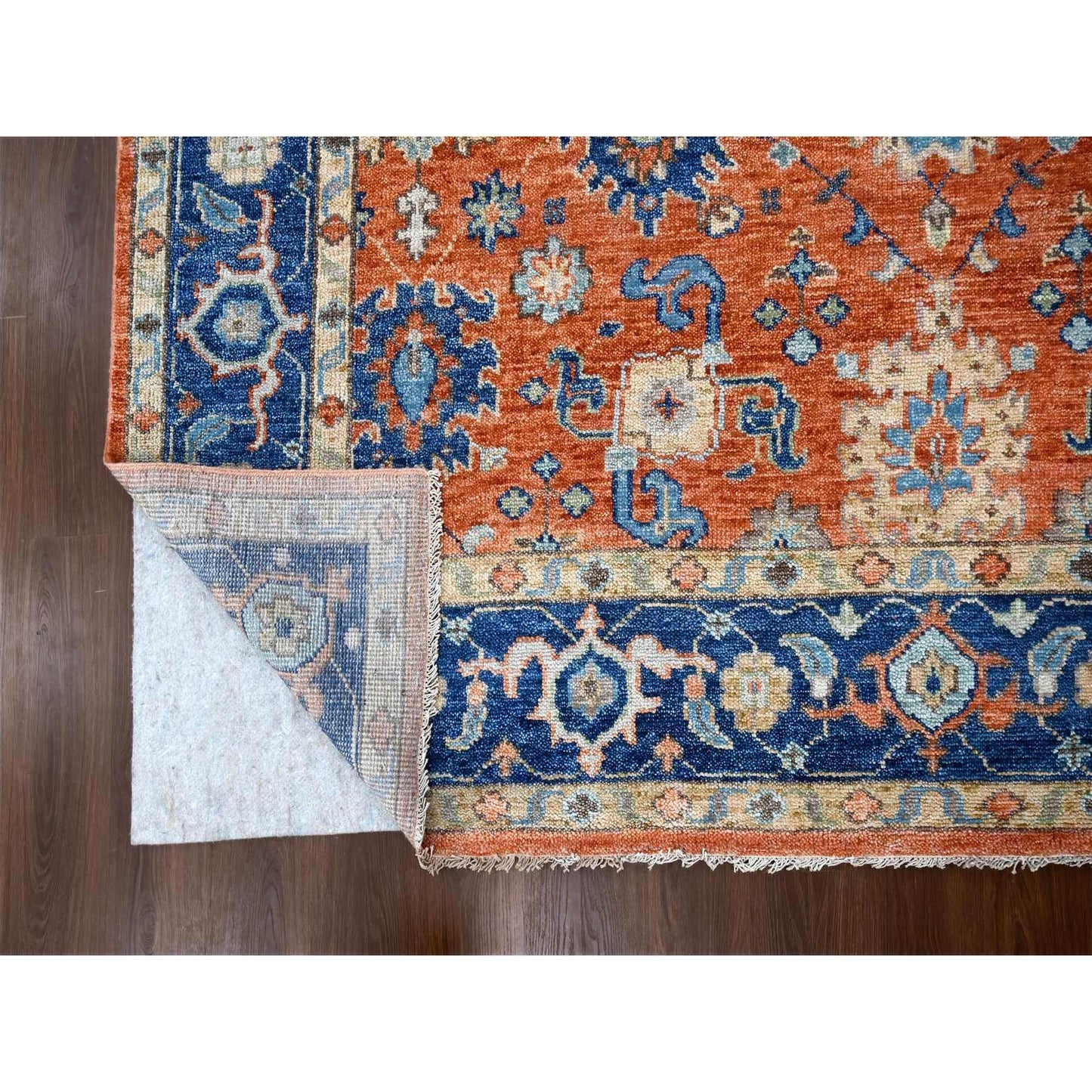 9'10"X14' Rust Orange Mahal Design Wool Hand Knotted Oriental Rug