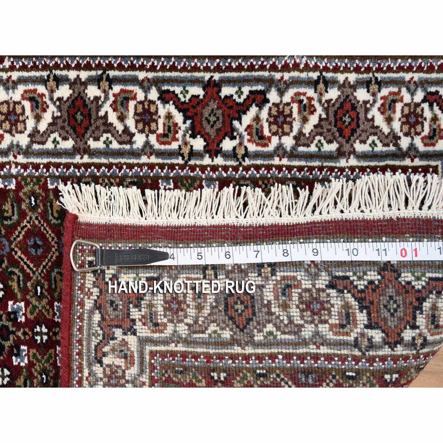 2'1"X13'10" Red Herrita Wool And Silk 175 Kpsi Hand Knotted Runner Rug