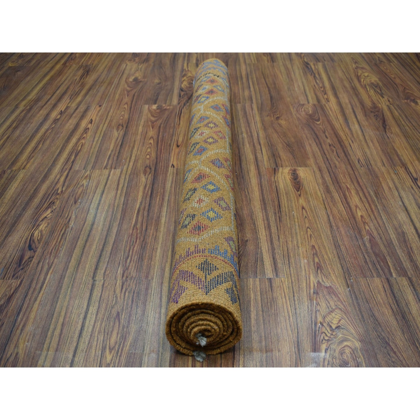 4'X5'10" Tribal Design Hand Knotted 100% Wool Colorful Afghan Village Rug