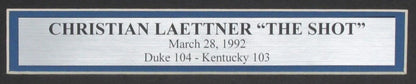 Christian Laettner Duke Signed/Inscribed The Shot 16X20 Photo Framed Jsa 199562
