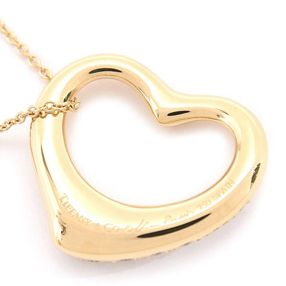 Tiffany & Co. Open Heart Pav Diamond Pendant Necklace 750Yg