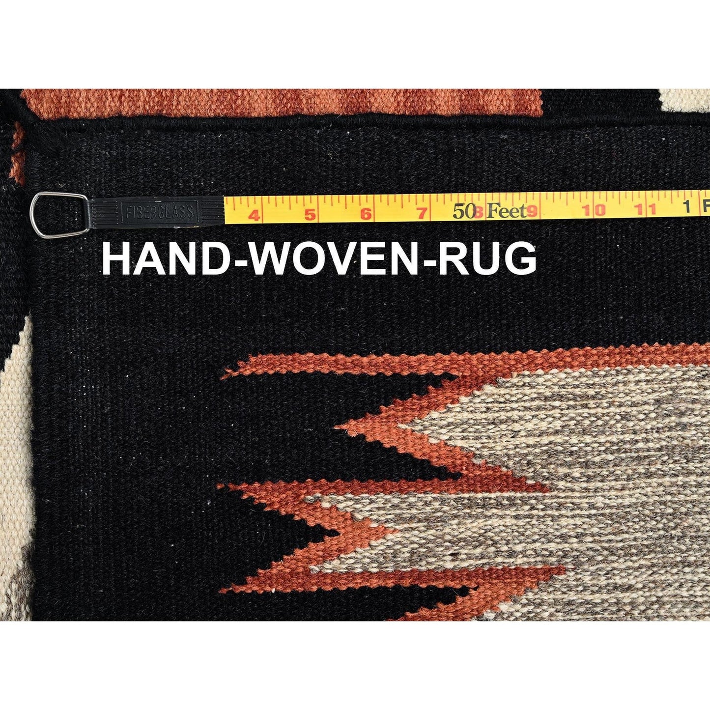 8'X9'8" Ivory American Geometric Design Rug Flat Weave Hand Woven Pure Wool