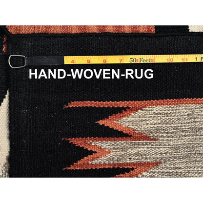 8'X9'8" Ivory American Geometric Design Rug Flat Weave Hand Woven Pure Wool