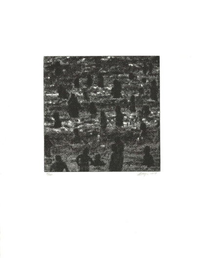 Wayne Gonzales Beach Signed " Etching Contemporary Black & White